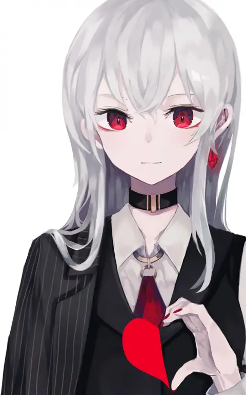 Gadis Anime Berambut Putih dan Misterius Gambar anime gadis berambut putih dengan mata misterius