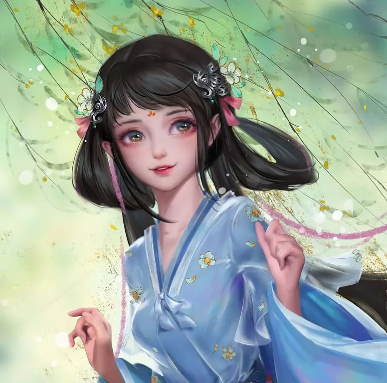 Gambar wallpaper anime gadis dengan kimono