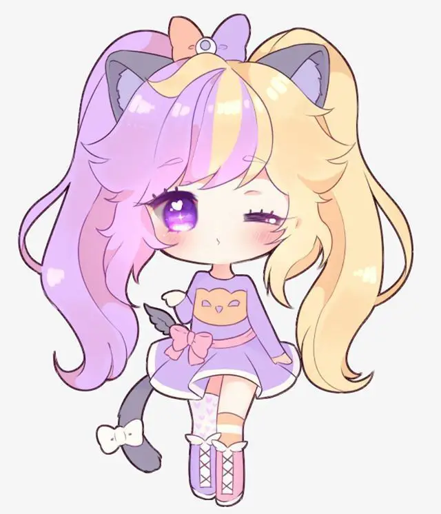 Gadis Anime Chibi yang Menggemaskan Ilustrasi gadis anime chibi kawaii