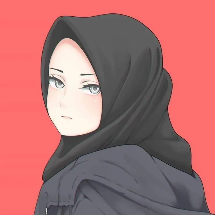 Ilustrasi gadis anime mengenakan hijab