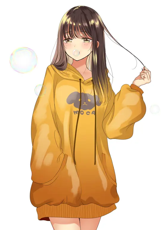 Gambar gadis anime yang mengenakan hoodie