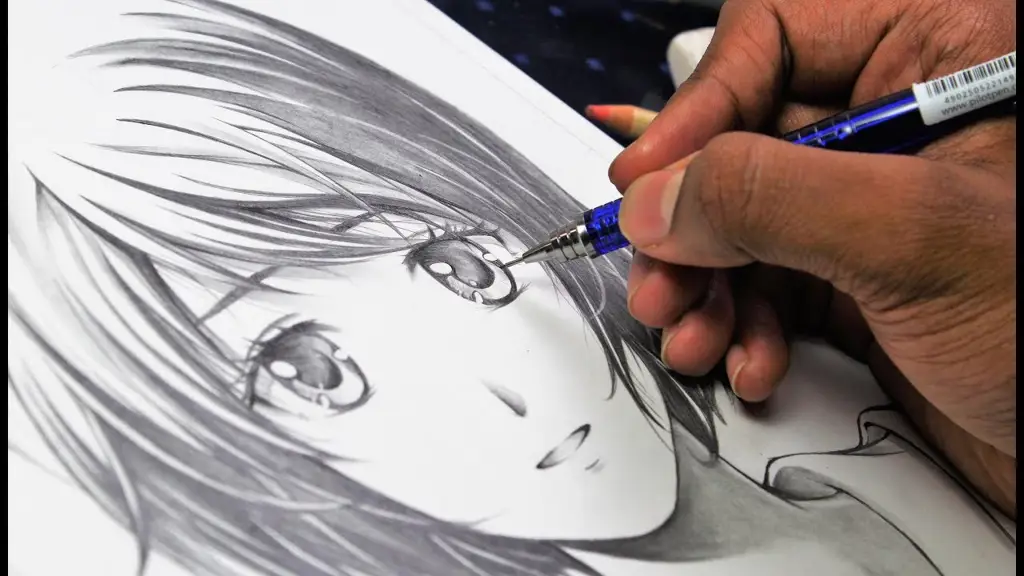 Ilustrasi gadis anime dengan sketsa pensil