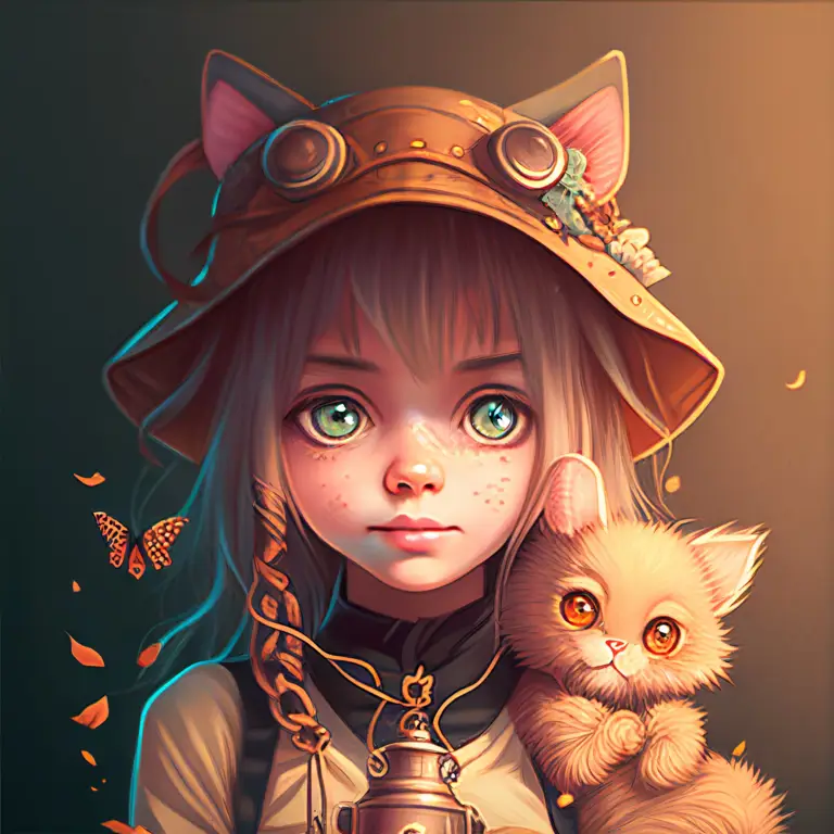 Ilustrasi gadis anime dengan telinga kucing