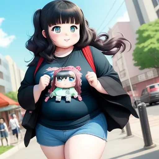 Ilustrasi gadis anime gemuk yang lucu