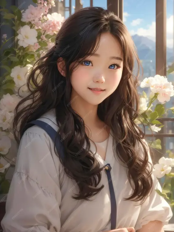 Ilustrasi gadis anime Korea yang cantik