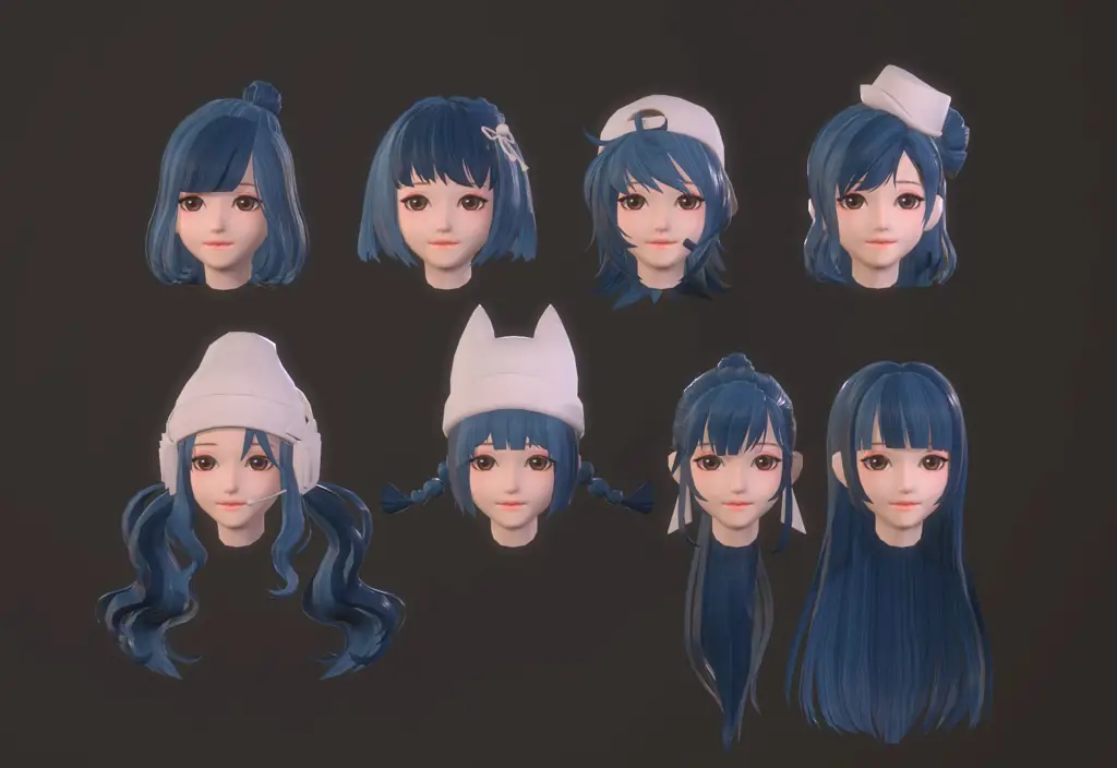 Ilustrasi gadis anime bergaya low poly