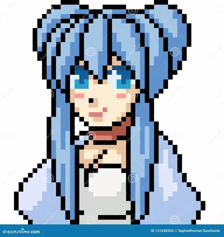 Ilustrasi gadis anime bergaya pixel art