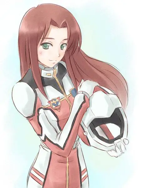 Ilustrasi gadis pilot anime dengan mecha