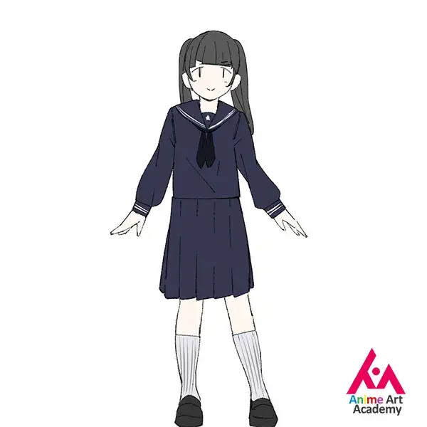 Ilustrasi anime gadis sekolah menengah atas Jepang