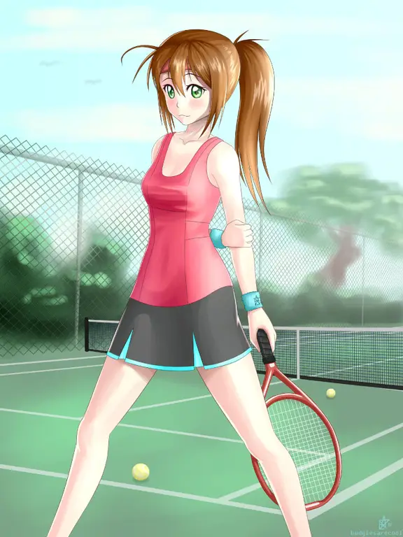 Gambar gadis tenis anime yang kuat dan bertenaga