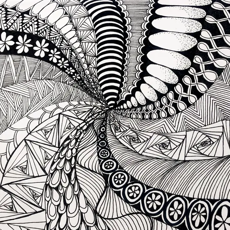 Gambar gajah yang digambar dengan teknik Zentangle