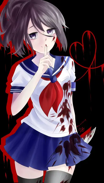 Ilustrasi anime seorang adik perempuan yandere