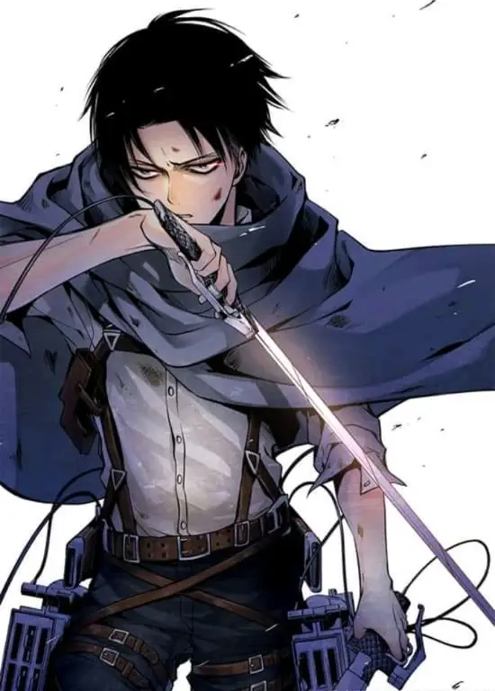 Gambar aksi Levi yang memukau Gambar Levi Ackerman dalam pose aksi yang keren