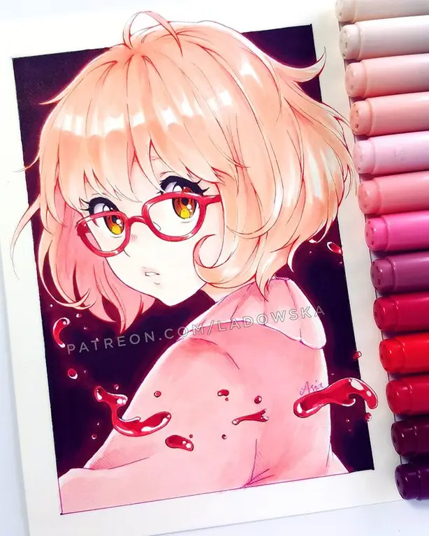 Contoh gambar anime yang dibuat dengan spidol Copic