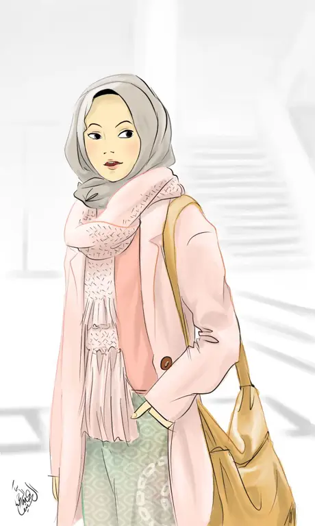 Ilustrasi mode anime berhijab