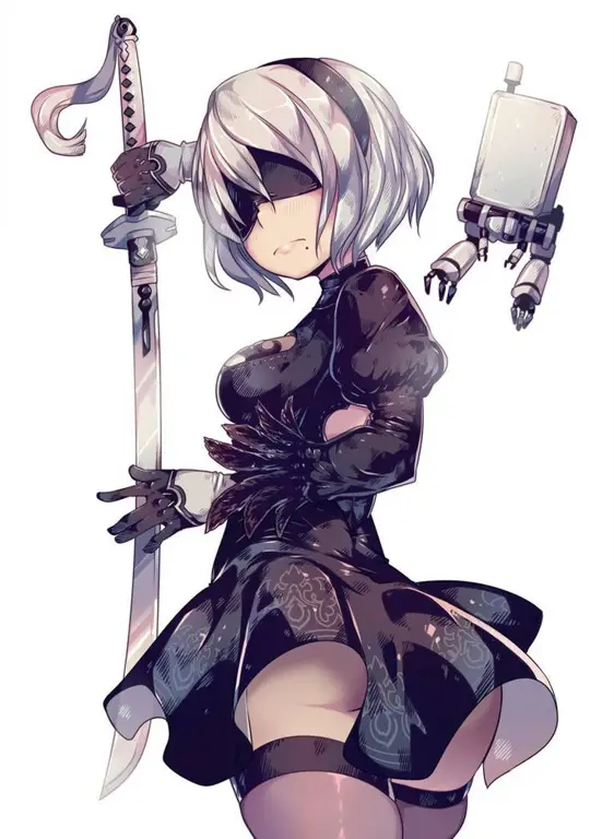 Fanart 2B dan 9S dari Nier Automata