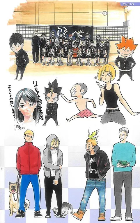 Ilustrasi karakter-karakter Haikyuu!!