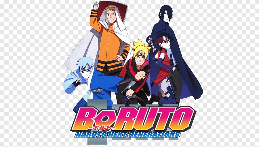 Logo Boruto dan karakter-karakter utamanya