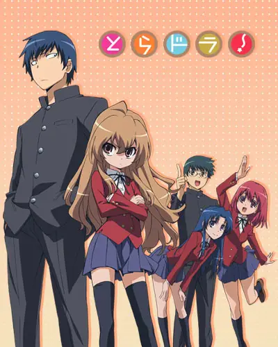 Gambar para karakter utama dalam anime Toradora!