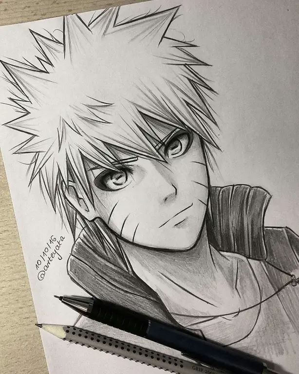 Gambar pensil Naruto yang detail