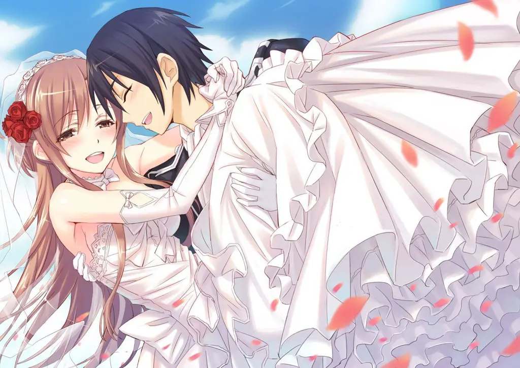 Ilustrasi pernikahan anime yang indah dan romantis