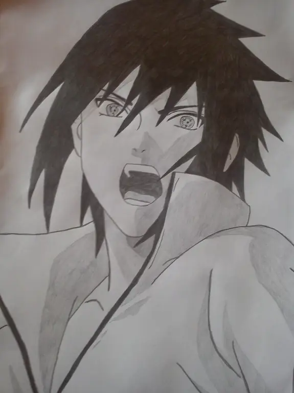 Sketsa Sasuke Uchiha yang detail