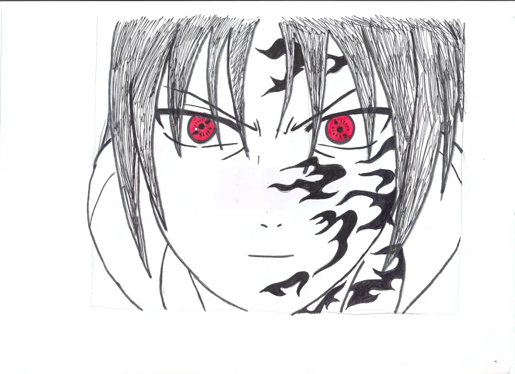 Sketsa Sasuke Uchiha yang mudah