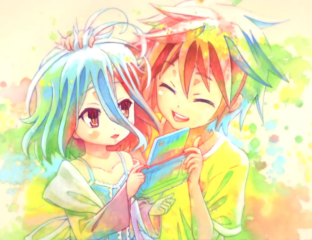 Sora dan Shiro dari anime No Game No Life