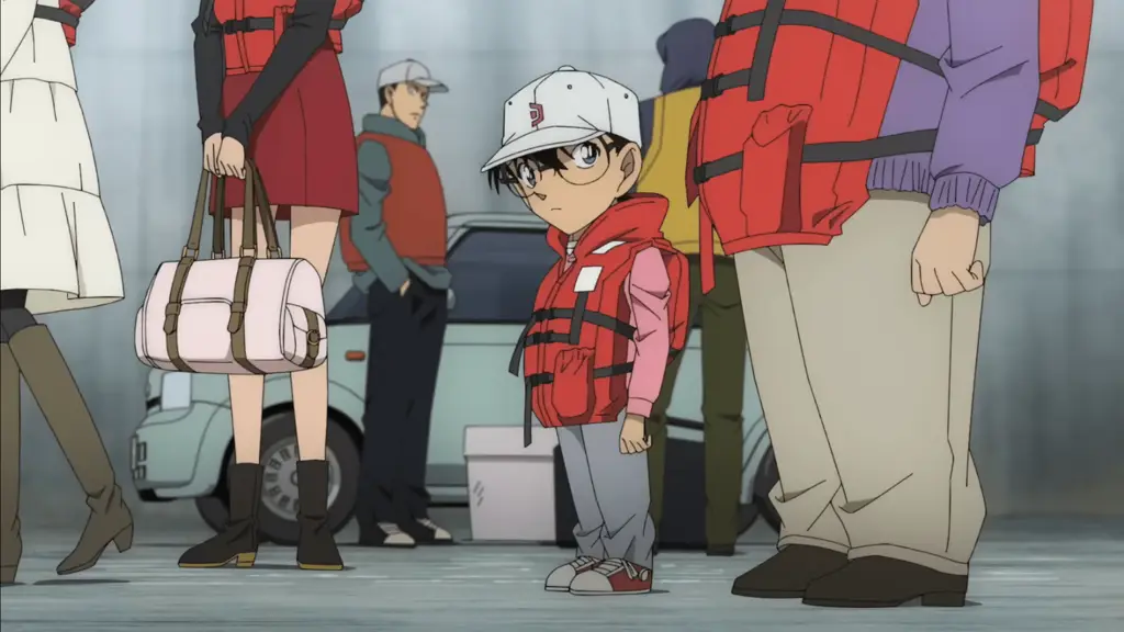 Gambar yang menampilkan adegan aksi menegangkan dalam film Adegan aksi dalam film Detective Conan Movie 16