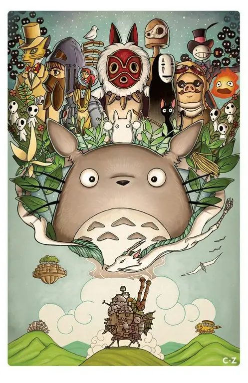 Gambar Hayao Miyazaki dan Studio Ghibli