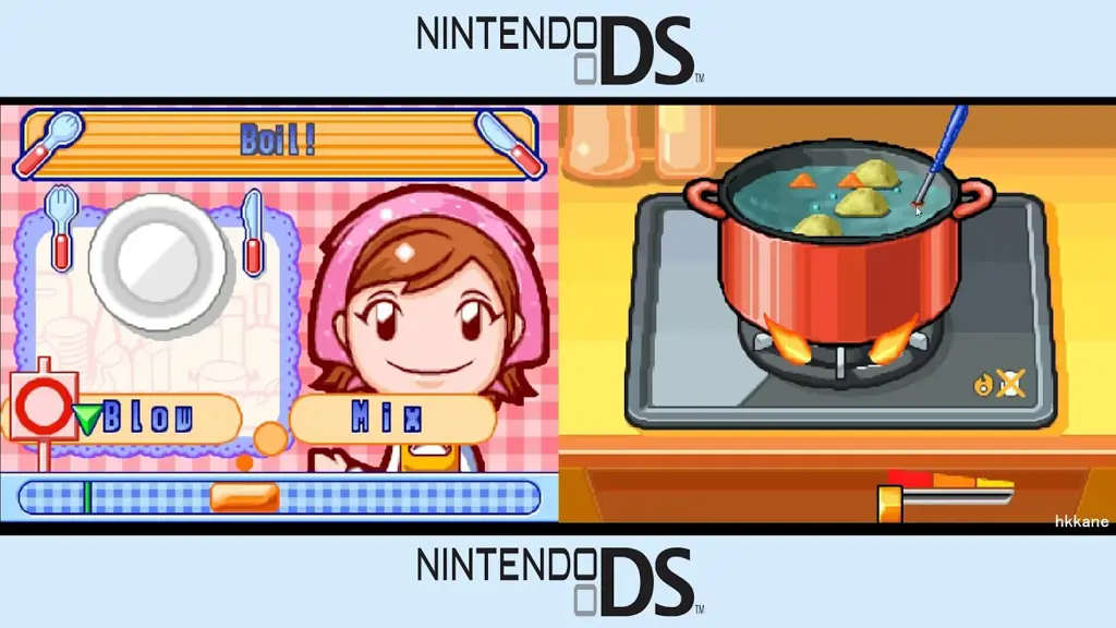 Gambar gameplay Cooking Mama yang menunjukkan aktivitas memasak yang menyenangkan