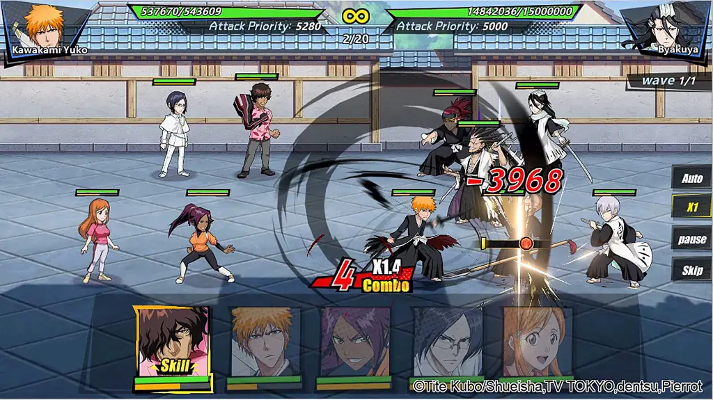 Cuplikan gameplay game Bleach di perangkat mobile