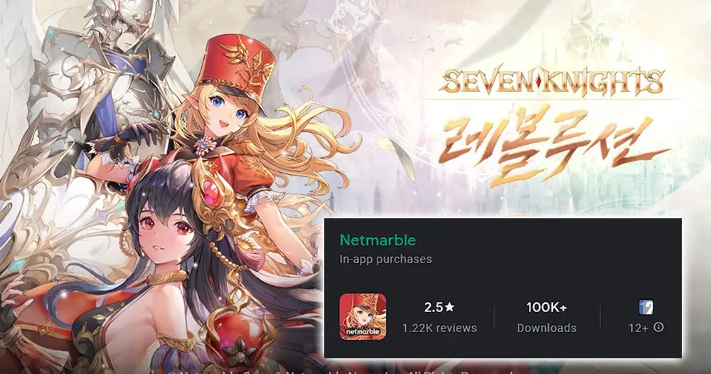 Gambar gameplay Seven Knights Revolution yang menunjukkan pertarungan yang intens dan hero-hero yang keren.