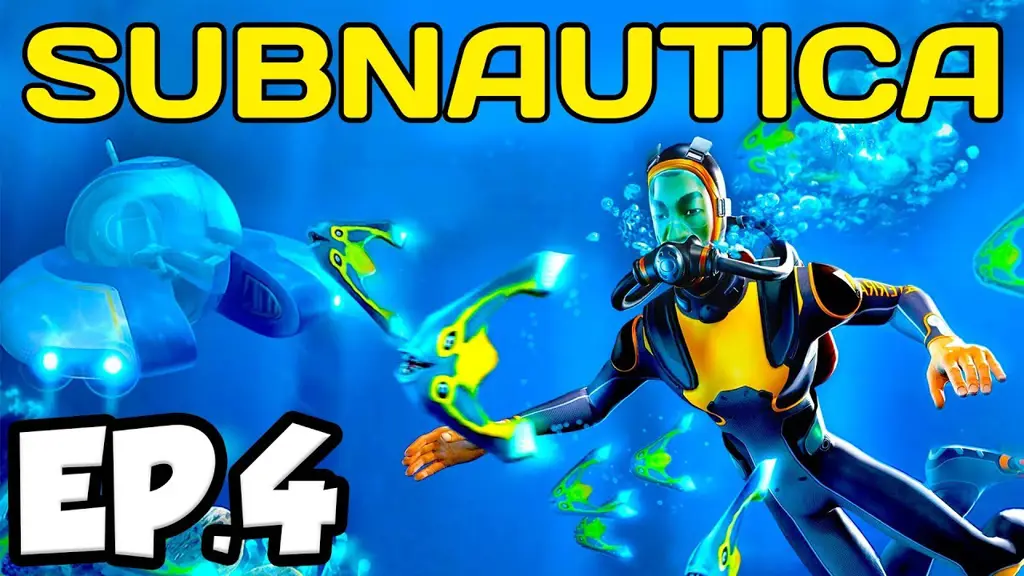 Gambar gameplay Subnautica, menunjukkan basis bawah laut yang canggih