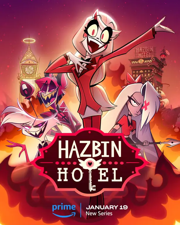 Ilustrasi yang menunjukkan gaya animasi Hazbin Hotel