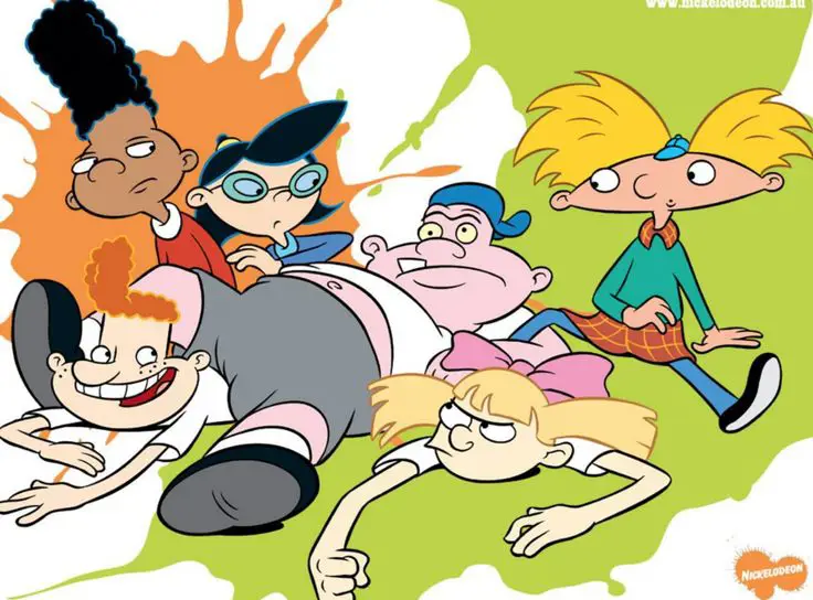 Gambar yang menampilkan gaya animasi Hey Arnold!