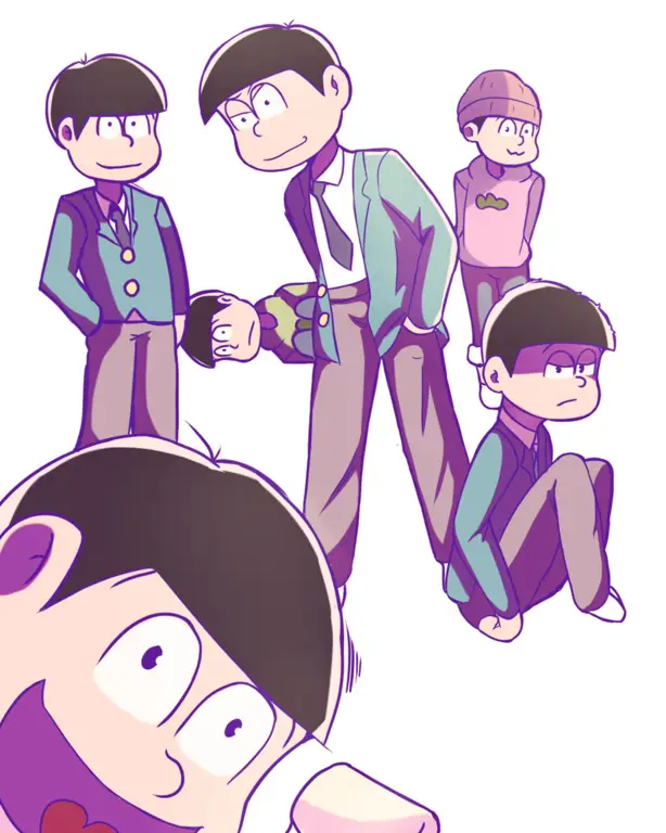 Gambar yang menunjukkan gaya animasi Osomatsu-san