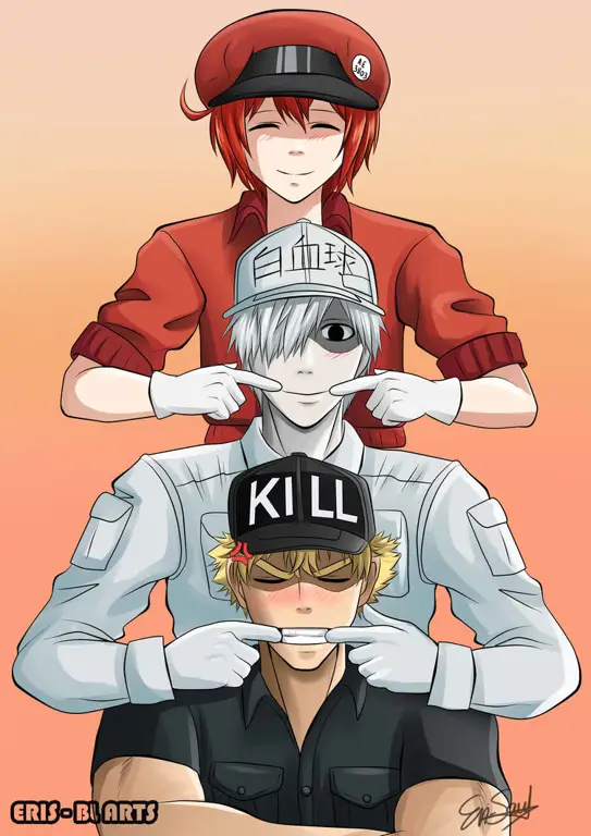 Ilustrasi gaya animasi Hataraku Saibou