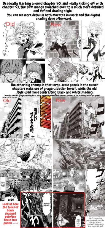 Contoh gaya gambar dalam komik One Punch Man