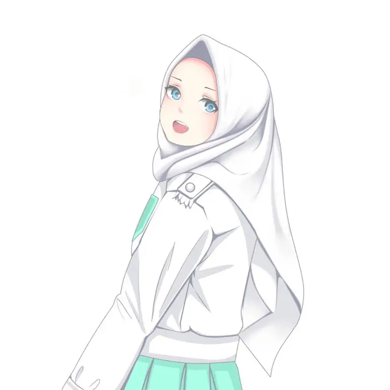 Ilustrasi gaya hijab modern dalam anime