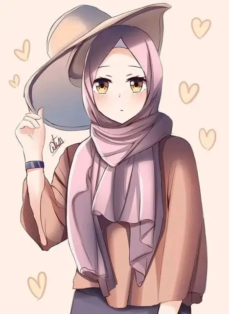 Berbagai gaya hijab pada karakter anime muslimah chibi