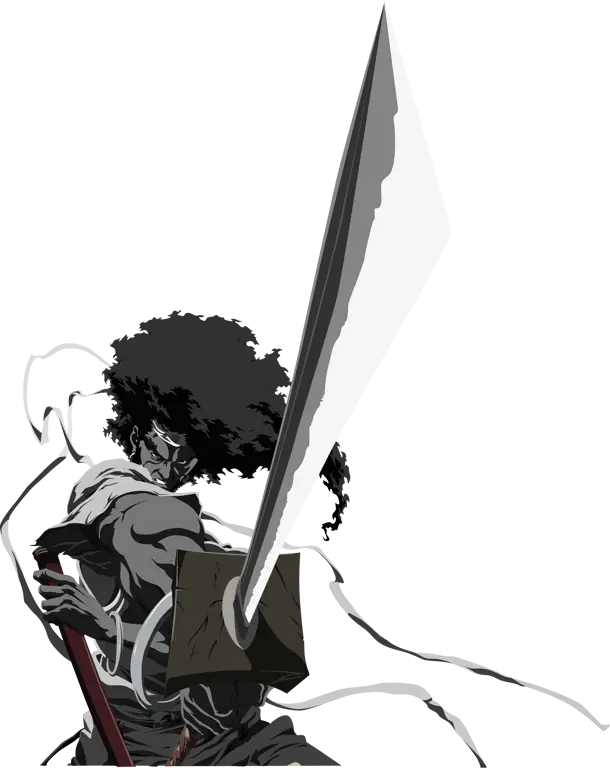 Gambar yang menampilkan gaya seni unik dari Afro Samurai