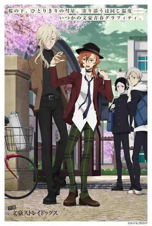 Contoh gambar dengan gaya seni anime Bungou Stray Dogs