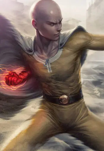 Gambar yang menampilkan gaya seni One Punch Man