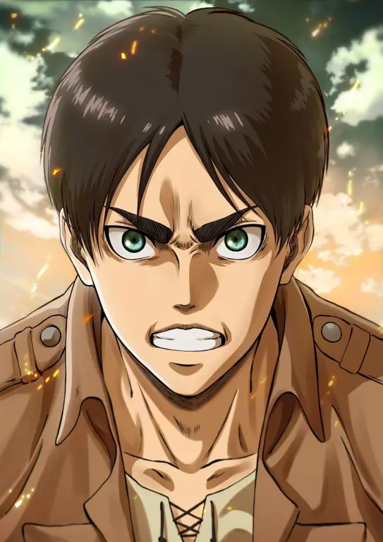 Ilustrasi yang menunjukkan gaya seni unik dari manga Shingeki no Kyojin.