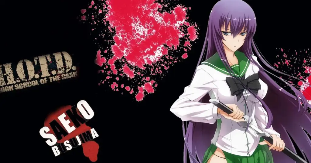 Adegan serangan zombie dalam anime Highschool of the Dead