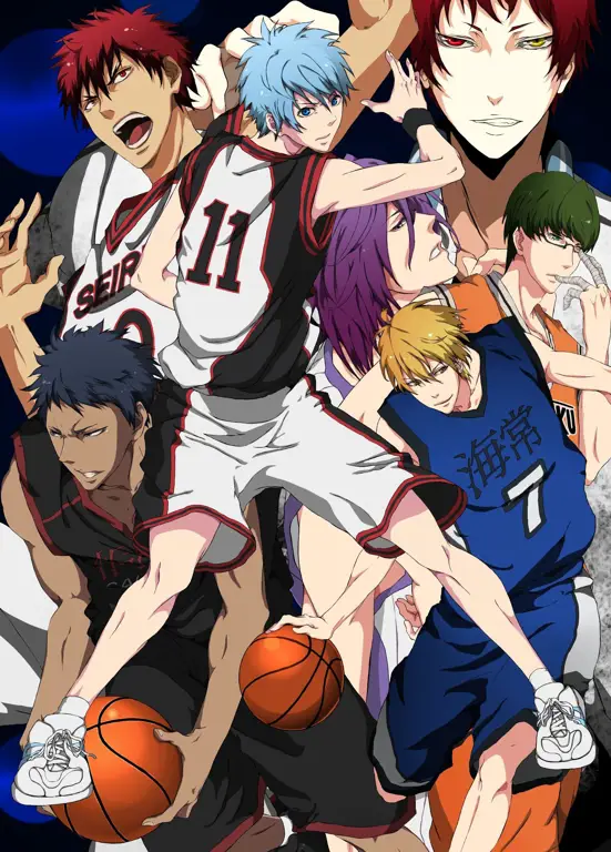 Gambar kelima anggota Generasi Keajaiban dalam Basket Kuroko