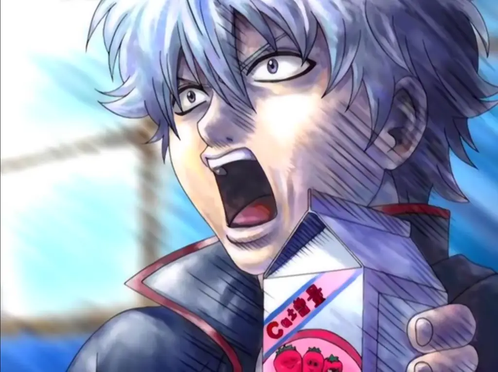 Screenshot anime Gintama yang menampilkan Gintoki Sakata