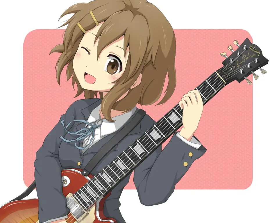 Ilustrasi gadis anime sedang memainkan gitar