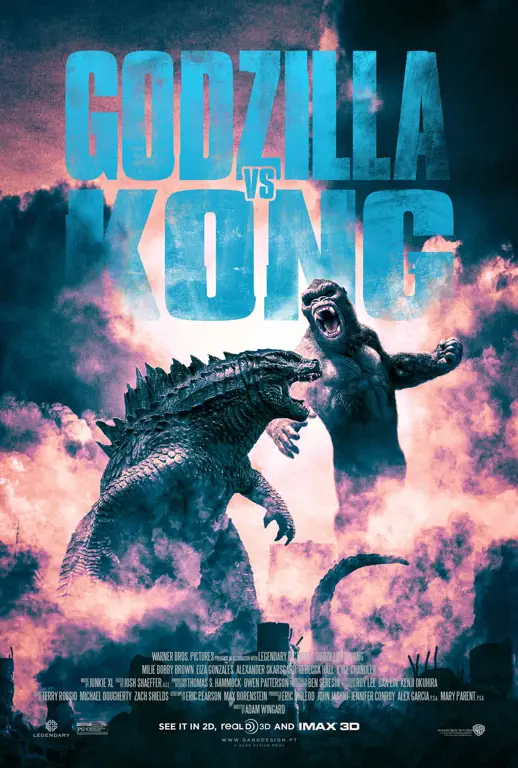 Gambar promosi Godzilla vs King Kong yang menampilkan Godzilla dan King Kong bertarung.